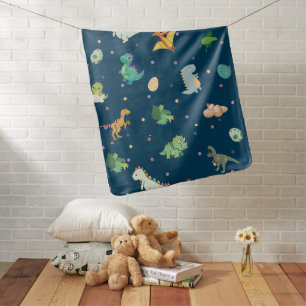Navy Blue Dinosaur Pattern Baby Boy Blanket