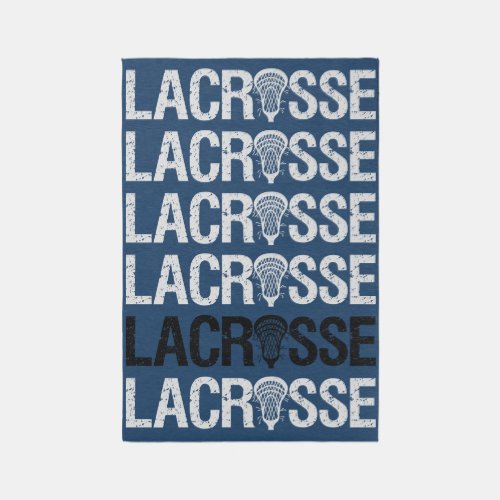 Navy Blue Distressed Lacrosse Word Rug