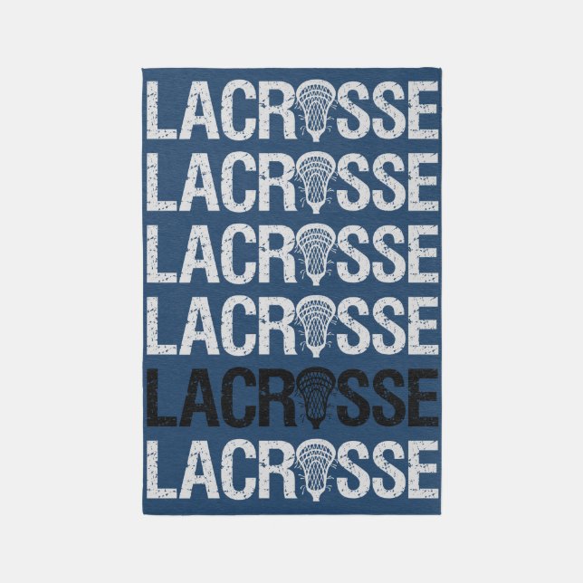 Navy Blue Distressed Lacrosse Word Rug (Front (Vertical))