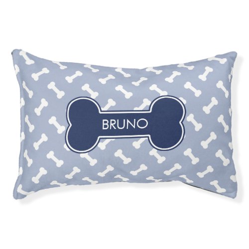 Navy Blue Dog Bone With Pets Own Name Pet Bed