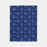 Navy Blue Dog Paw Print Pattern Fleece Blanket at Zazzle