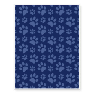 Navy blue dog paw print pattern temporary tattoos