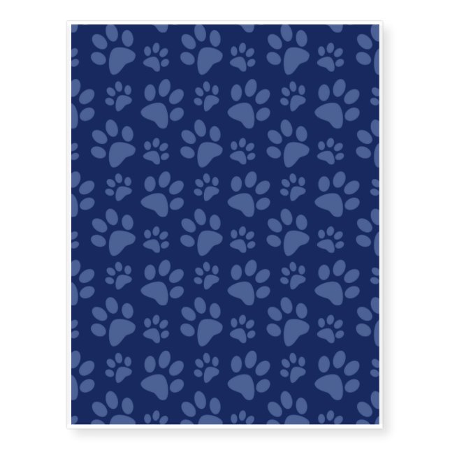 Navy blue dog paw print pattern temporary tattoos (Front)