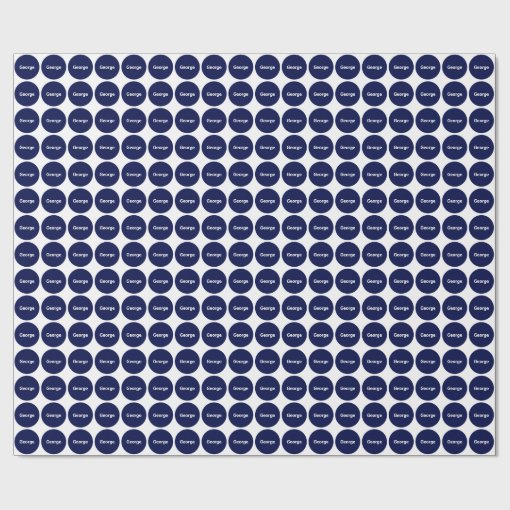 Navy Blue Dots Pattern On White With Name Wrapping Paper | Zazzle