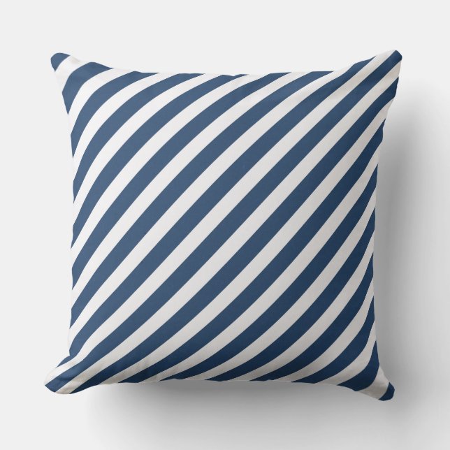 Navy Blue Dots/Stripes Christmas Pillow.. Throw Pillow (Front)
