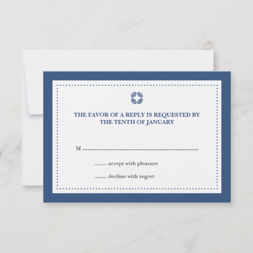 Navy blue dotted border wedding rsvp response