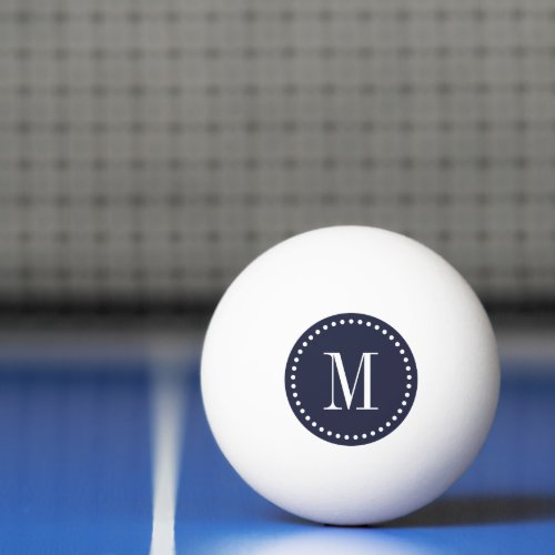 Navy Blue Dotted Circle Monogram Personalized Ping_Pong Ball