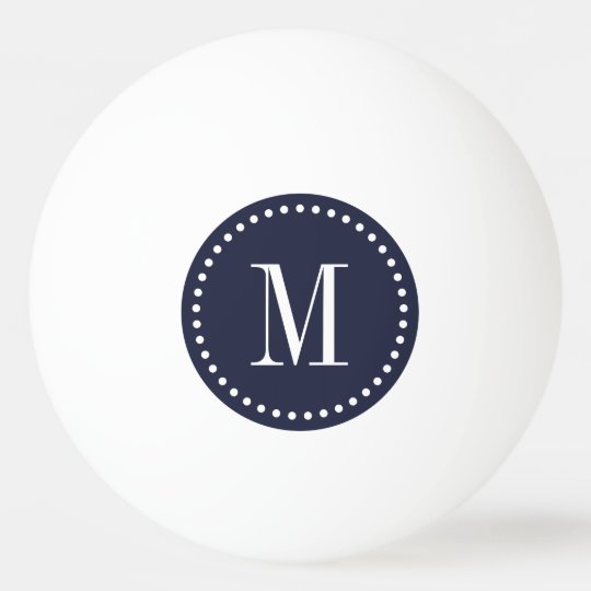 Navy Blue Dotted Circle Monogram Personalized Ping Pong Ball