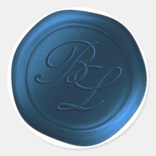 Navy Blue Double Monogram Faux Wax Seal Stickers