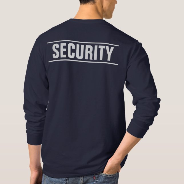 Navy Blue Double Sided Print Mens Modern Security T-Shirt (Back)