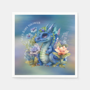 Navy Blue Dragon Boy Baby Shower Napkins