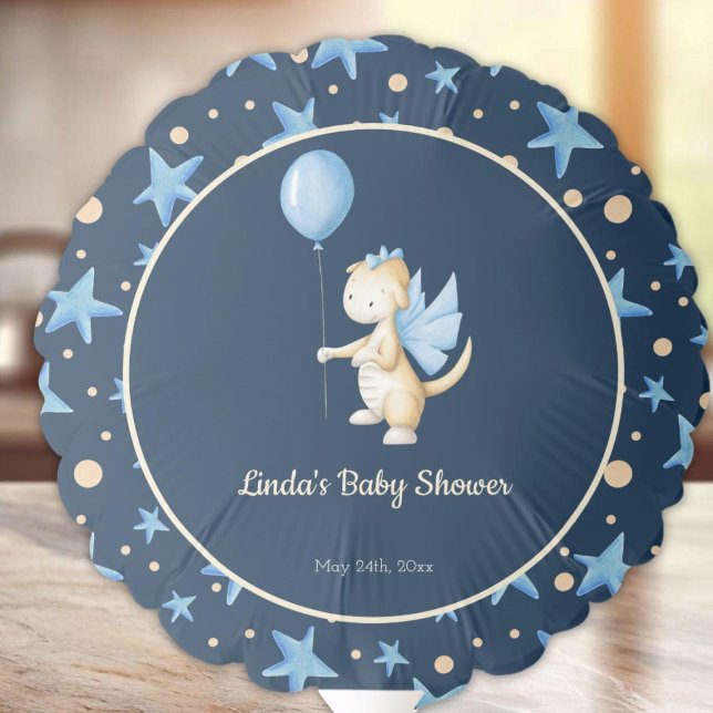 Navy Blue Dragon with Balloon Baby Shower Balloon (Creator Uploaded)