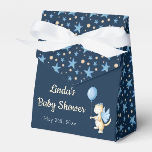 Navy Blue Dragon with balloon themed Baby Shower Favor Boxes