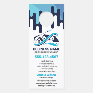 Navy Blue Drip Power Wash House Cleaning Door Hanger