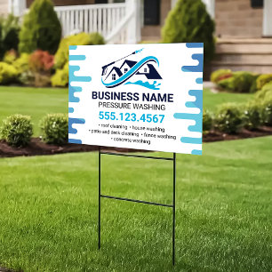 Navy Blue Drip Power Wash House Cleaning Sign