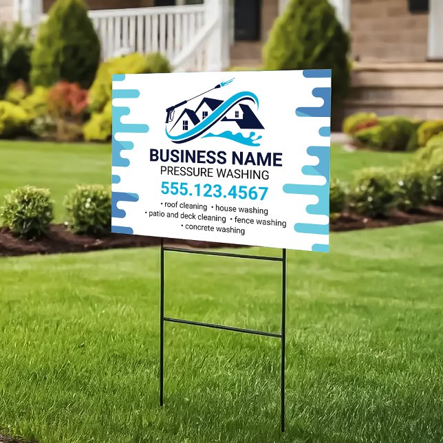 Navy Blue Drip Power Wash House Cleaning Sign (Creator Uploaded)