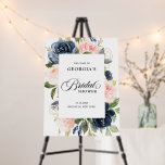 Navy Blue Dusty Blush Pink Bridal shower welcome Foam Board<br><div class="desc">Dark navy blue blush pink floral bridal shower welcome sign board featuring elegant bouquet of navy blue,  royal blue ,  white ,  blush rose and sage green eucalyptus leaves. Please contact me for any help in customization or if you need any other product with this design.</div>