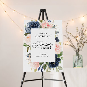 Navy Blue Dusty Blush Pink Bridal shower welcome Foam Board