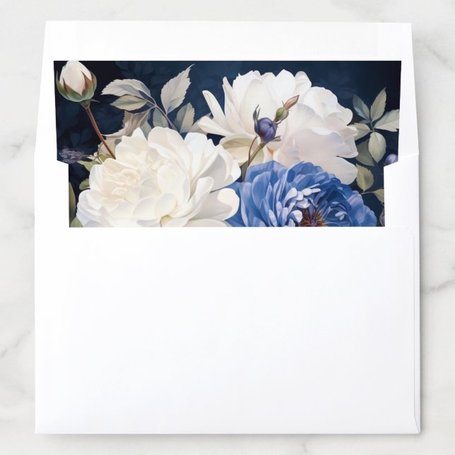 Navy Blue & Dusty Blush Pink Floral Wedding  Envelope Liner (In Envelope)