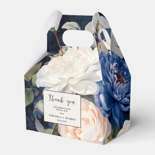 Navy Blue & Dusty Blush Pink Floral Wedding Favor Boxes