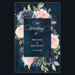 Navy Blue Dusty Blush Pink Floral Wedding Program<br><div class="desc">Dark navy blue blush pink floral wedding program featuring elegant bouquet of navy blue,  royal blue ,  white ,  blush rose and sage green eucalyptus leaves. Please contact me for any help in customization or if you need any other product with this design.</div>