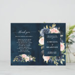 Navy Blue Dusty Blush Pink Floral Wedding Program<br><div class="desc">Dark navy blue blush pink floral wedding program featuring elegant bouquet of navy blue,  royal blue ,  white ,  blush rose and sage green eucalyptus leaves. Please contact me for any help in customization or if you need any other product with this design.</div>
