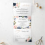 Navy Blue Dusty Blush Pink Floral Wedding  Tri-Fold Announcement