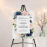 Navy Blue Dusty Blush Pink Floral Wedding Welcome Foam Board