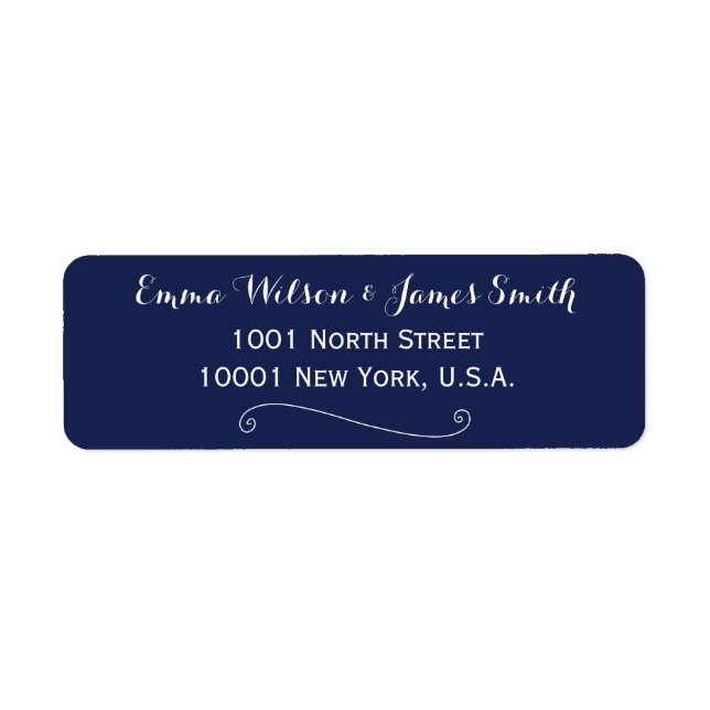 Navy Blue Elegant Address Labels (Front)