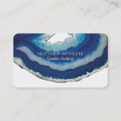 Navy Blue Elegant Agate Business Card (Front)