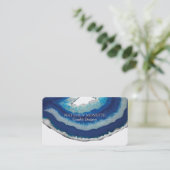 Navy Blue Elegant Agate Business Card (Standing Front)