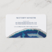 Navy Blue Elegant Agate Business Card (Back)