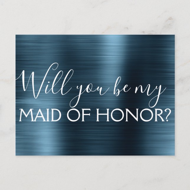 Navy Blue Elegant and Modern Maid of Honor Invitation Postcard (Front)