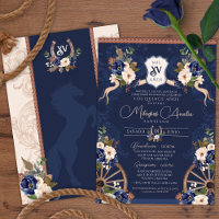 Navy Blue Elegant Baroque Charro Quinceanera