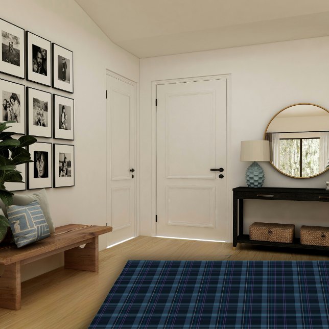 Navy Blue Elegant Boho Farmhouse Plaid Area Rug (Navy Blue Elegant Boho Farmhouse Plaid Area Rug)