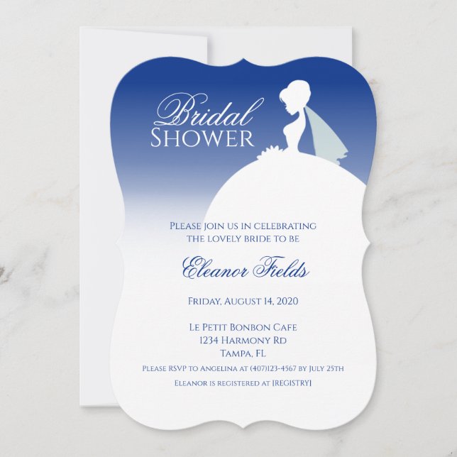 Navy Blue Elegant Bridal Shower Invitation (Front)