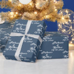 Navy Blue Elegant Bride and Groom Names Wedding Wrapping Paper<br><div class="desc">Simple,  Elegant,  Navy blue,  bride and groom names and date wrapping paper. Perfect for Wedding gift.</div>
