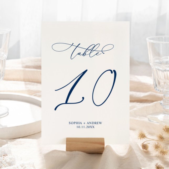 Navy Blue Elegant Calligraphy Table 10 Wedding Number (Creator Uploaded)