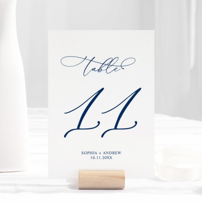 Navy Blue Elegant Calligraphy Table 11 Wedding Number (Creator Uploaded)