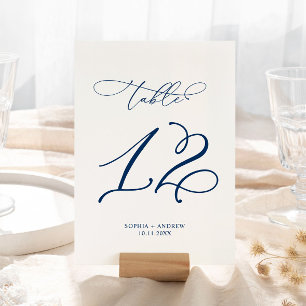 Navy Blue Elegant Calligraphy Table 12 Wedding Number