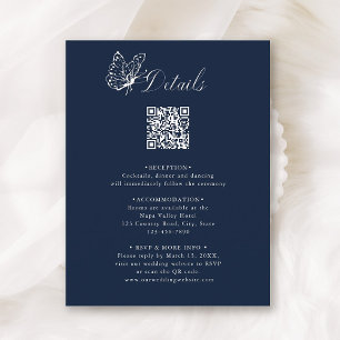 Navy Blue Elegant Calligraphy Wedding Details Enclosure Card