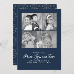 Navy Blue Elegant Christmas Photo Card Multi Photo