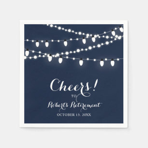 Navy Blue Elegant Classic Retirement Party Napkins
