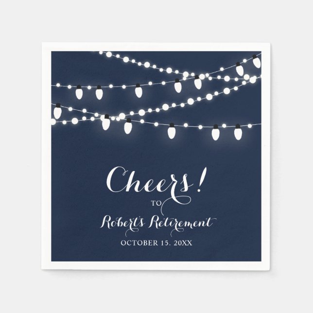 Navy Blue | Elegant Classic Retirement Party Napkins (Front)