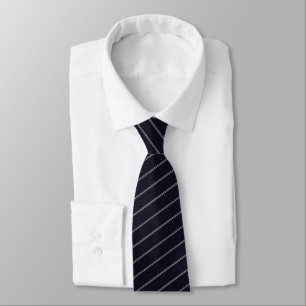 Navy Blue Elegant Classic Stripe Pattern Neck Tie