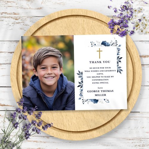 Navy Blue Elegant Floral Photo Confirmation