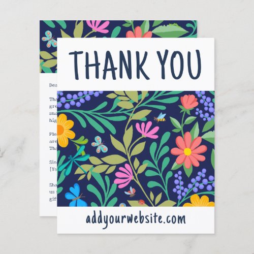  Navy Blue Elegant Floral Thank You For Your Order