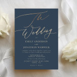 Navy Blue Elegant Gold The Wedding Invitation<br><div class="desc">*NOT REAL FOIL* ***this design is part of a matching collection*** _______________________ this design template is fully editable / customizable by you the customer - click personalize further button if you wish to move, add, delete, or make significant changes to the design _______________________ *if you have any DESIGN questions or...</div>