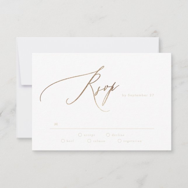 Navy Blue Elegant Gold The Wedding RSVP Card (Front)