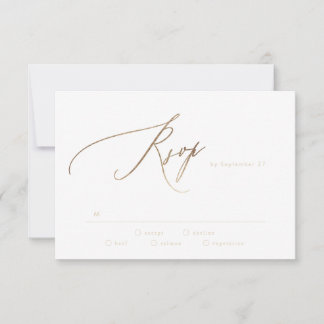 Navy Blue Elegant Gold The Wedding RSVP Card